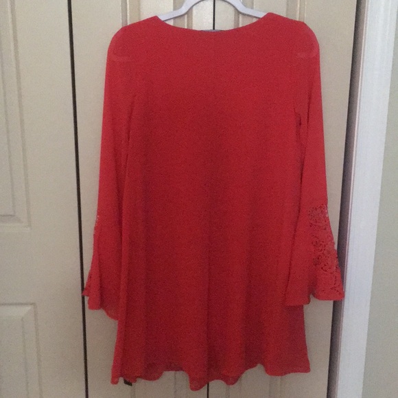 NWT Sequin Hearts Orange-Red Blouse - Picture 4 of 5